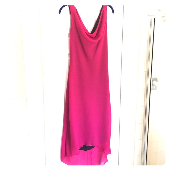 Hot pink sleeveless hi-lo dress Size 6 midi dress - Picture 1 of 5